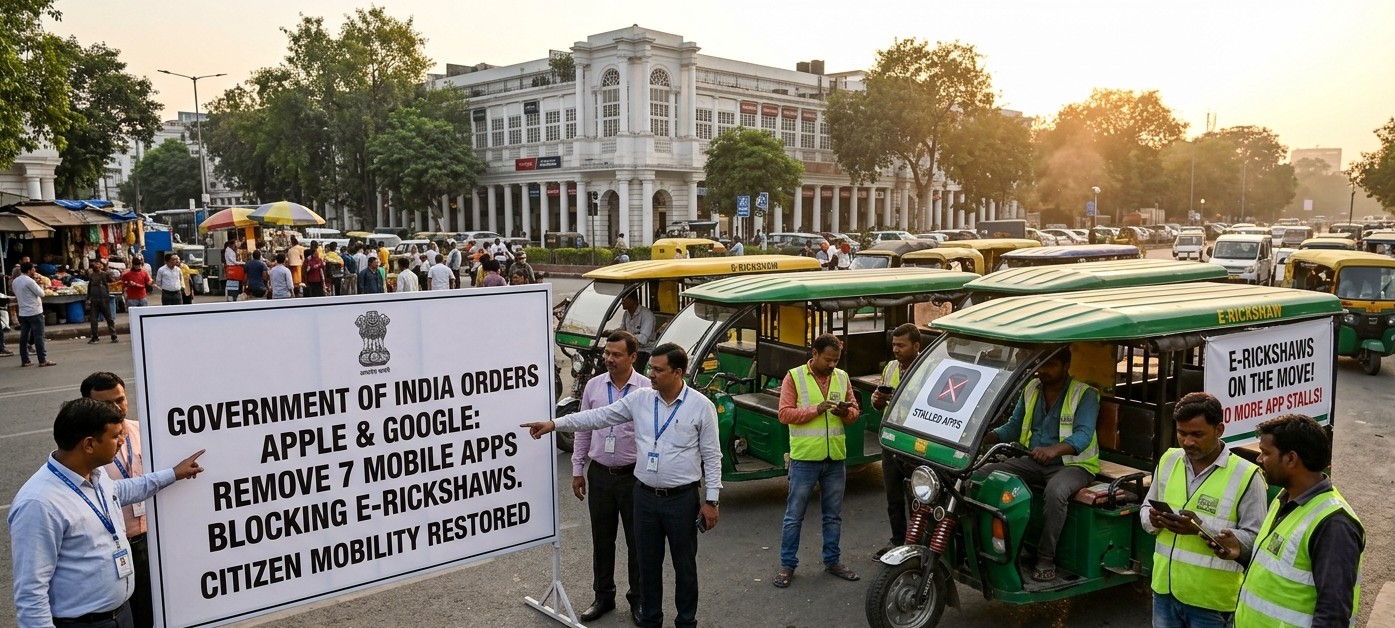 Centre Directs Apple, Google to Remove Seven Apps Facilitating Illegal E-Rickshaw Operations
